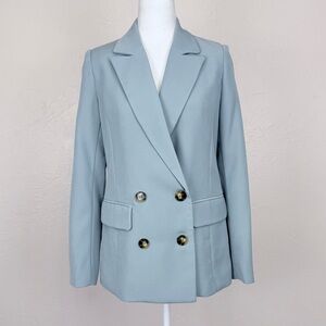 7 For All Mankind Double Breasted Blazer in Light Sea Blue XS